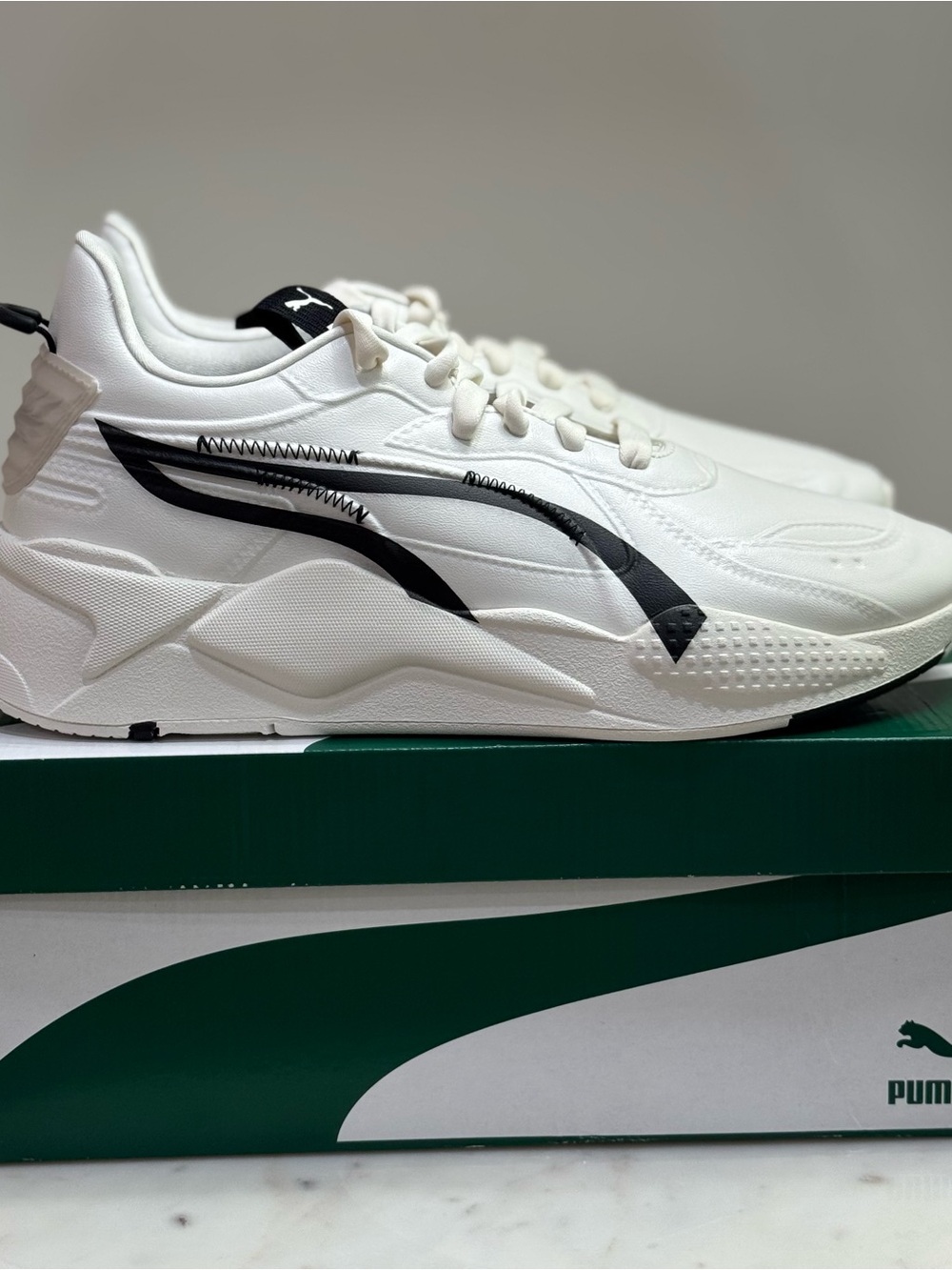 Puma RS White Sneakers with Black Formstrip Accent